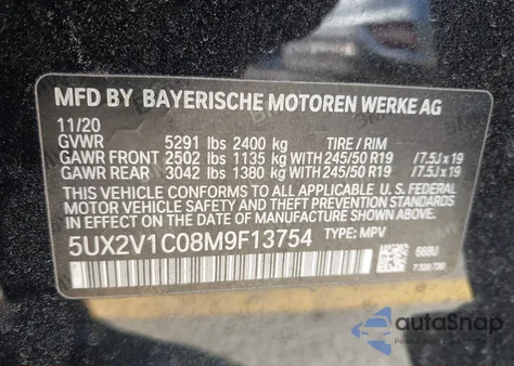 2021 BMW X4 xDrive30I из США, поврежденный, VIN 5UX2V1C08M9F13754